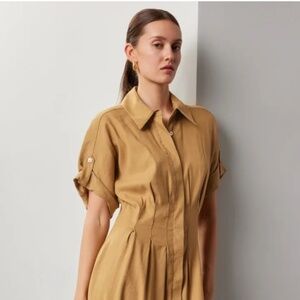 Veronica Beard Adavi Stretch-Linen Shirtdress